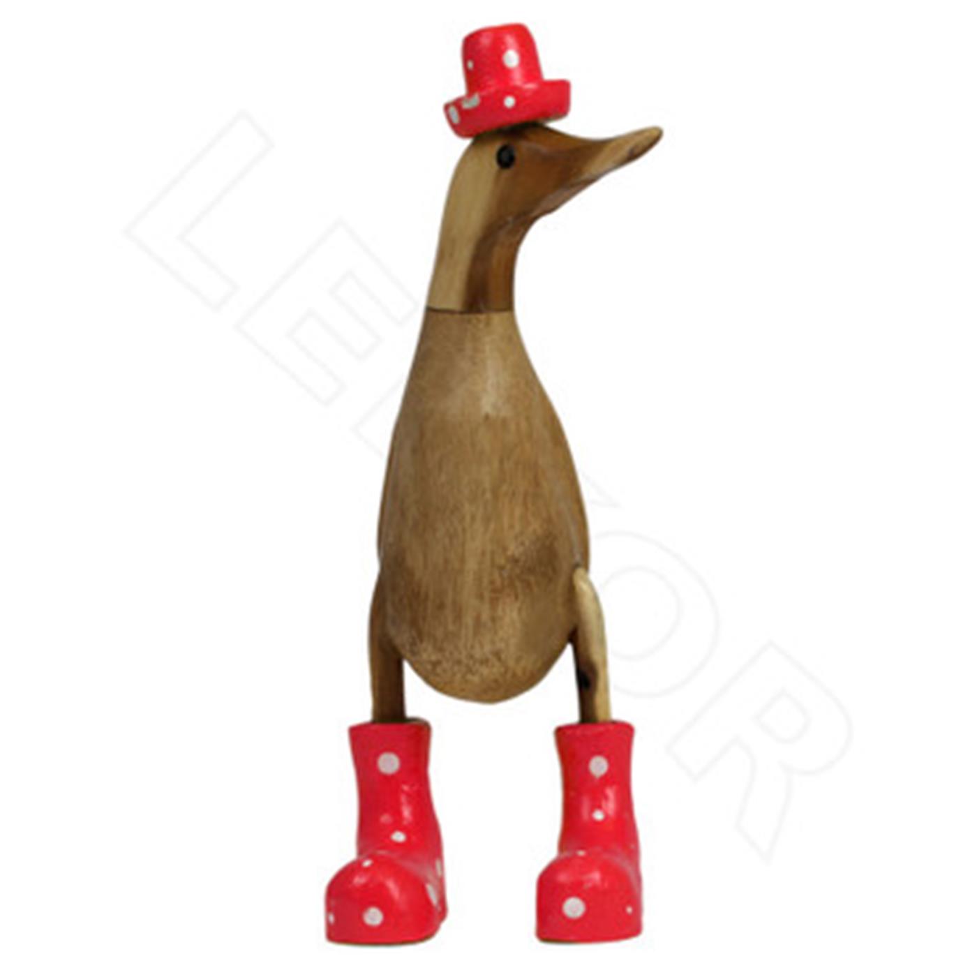 Ente mit bunten Stiefeln 25 cm rot